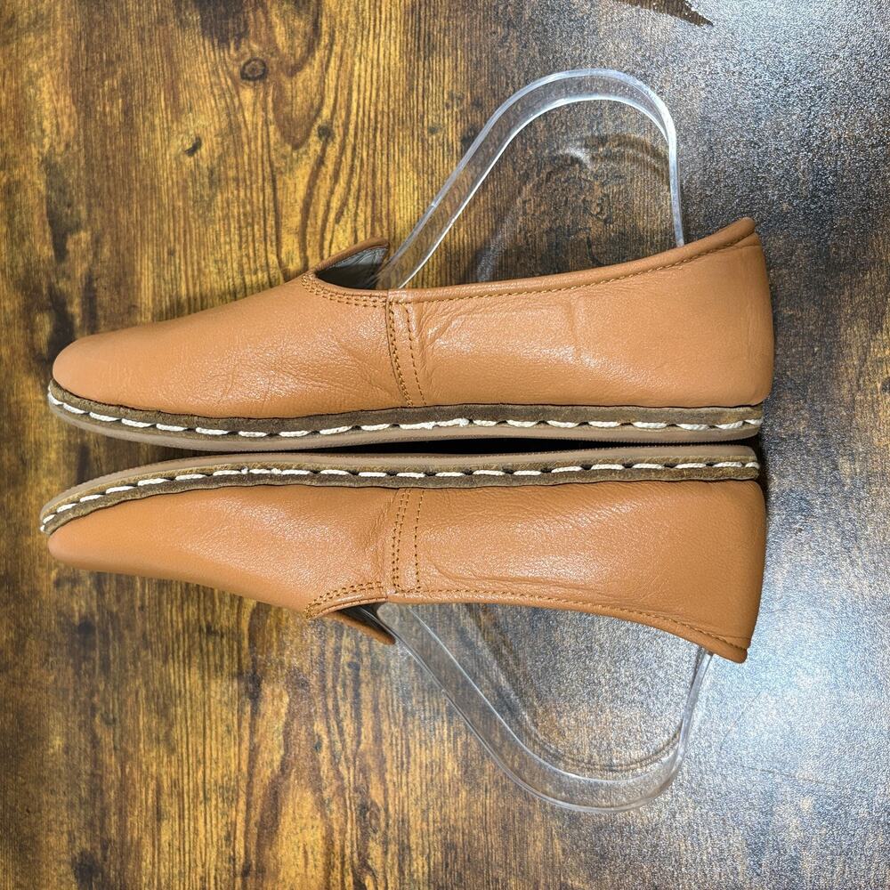 Sabah Mens Size 41 US 9-9.5 Shoes Turkish Brown Tan Leather Slip On Handmade - Picture 9 of 13